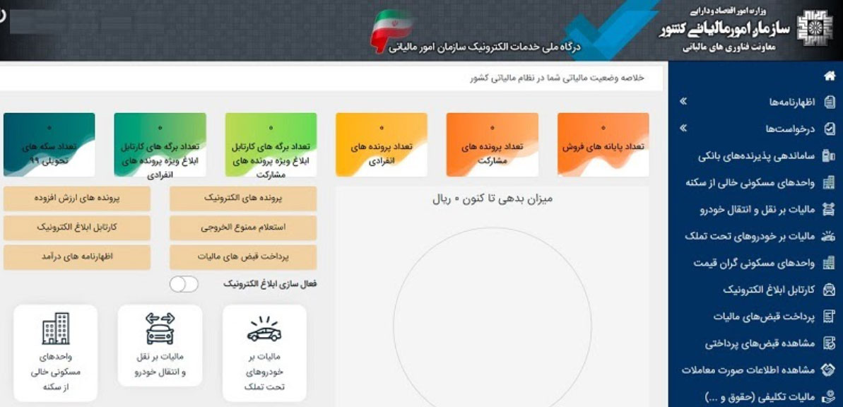 مشاهده وضعیت مالیات خانه