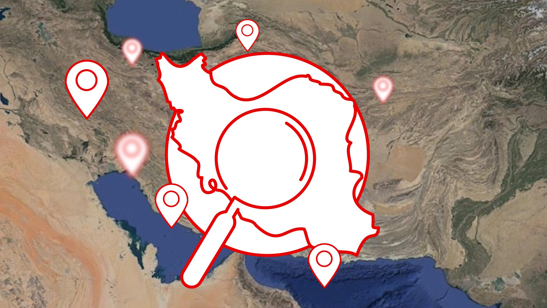 ذره بین جستجو بر روی نقشه گرافیکی ایران